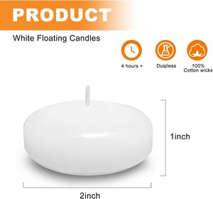 Bougies flottantes Oshine de 2 pouces, longue durée de combustion, sans parfum, en cire, pour mini-bols d'eau, cadeaux de mariage, centres de table - Product Image 2