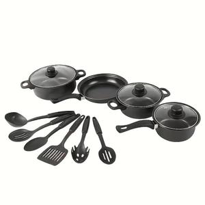 13pcs Non <b>Stick</b> Cookware Set Multifunctional Kitchen Utensil Soup <b>Milk</b> Pot Maifanstone Frying Pan Household - Product Image 3