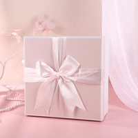 Boîte cadeau de luxe carrée avec nœud en satin, coffret cadeau pour cosmétiques et bijoux avec sac à main, ruban, carte de vœux pour mariage, anniversaire