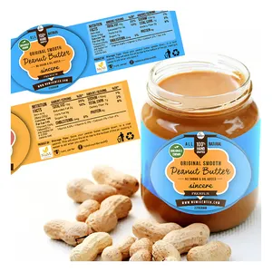 Étiquette d'emballage de beurre d'huile d'arachide biologique étanche personnalisée impression autocollant de pot en verre/plastique pour emballage alimentaire