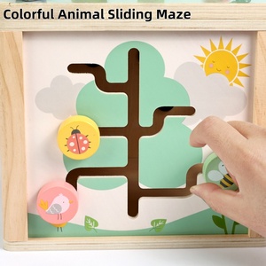 Nouvelle boîte de rangement Montessori éducative en bois <span class=keywords><strong>6</strong></span>-en-1 multifonctionnelle pour enfants, <span class=keywords><strong>cube</strong></span> <span class=keywords><strong>d</strong></span>'activités pour bébés avec labyrinthe de perles pour tout-petits - Product Image 3