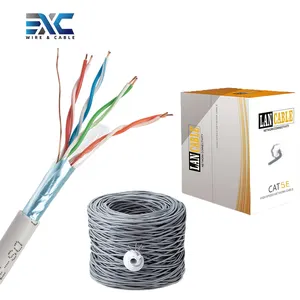 EXC制造FTP 5类电缆305米铜CCA屏蔽4对23/24awg ftp 5e类电缆1000英尺