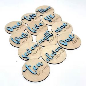 Disques de jalons en bois gravés écologiques pour nouveau-nés, accessoires photo pour baby shower style bohème, pour la croissance mensuelle, dropshipping - Product Image 4