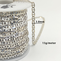 Chaîne Marina à facettes plates de 3,8 mm, vendue au mètre, en argent sterling 925 pur, style populaire, pour grossistes