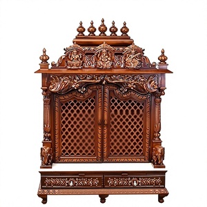 Trendy Teak Wooden Temple With OM Design Big Size Pooja Temples in Teak Wood for Sale Designer Large Size Teak Wood Temple - Product Image 2
