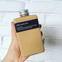 Emballage à emporter pour animaux de compagnie en plastique transparent imprimé personnalisé bouteille jetable de thé au lait avec couvercle