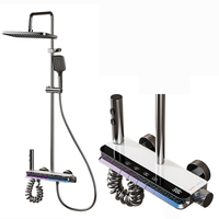 Système de douche LED en aluminium spatial à affichage numérique et commande par touches piano, avec douchette à main, ensemble de douche pour salle de bain, direct usine