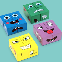Jouet éducatif défi en bois, jeu de société Rubi Cube à changement de visage, blocs interactifs Parent-enfant, ensemble de Puzzle