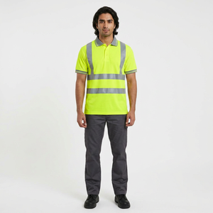 T-shirt de travail haute visibilité à manches courtes, col ras du cou, personnalisé, pour hommes, collection 2026 – Polo de sécurité haute visibilité pour la construction - Product Image 1