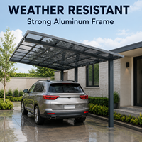 Abri de jardin extérieur imperméable, abri solaire robuste en polycarbonate, auvent pour jardin, parking, carport en aluminium