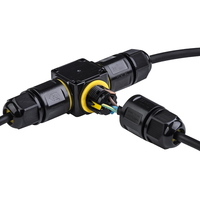 Conector Rápido de 3 Vías Tipo T, 24A, con Contactos de Cobre, Impermeable IP68, Sin Tornillos, para Cámara de Seguridad, Cableado de Jardín, Paneles Solares