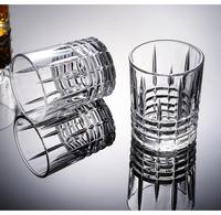 Verre à bière en verre transparent facetté en gros, verre à whisky à fond épais pour bar et restaurant