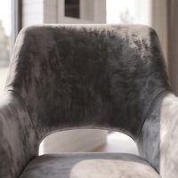 Chaise de salle à manger pivotante en velours avec accoudoirs creux, base en métal noir trépied, rotative, moderne, pour hôtel, accent, maison, bureau, intérieur