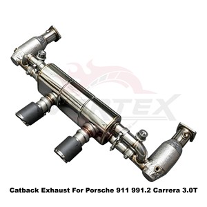 ระบบท่อไอเสียแบบ Catback พร้อมวาล์ว Vortex SS304 ป้องกันความร้อน สำหรับ Porsche 911 991.2 Carrera 3.0T ปี 2015-2018 ติดตั้งได้โดยตรง - Product Image 3