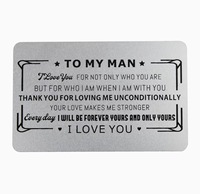 Porte-cartes populaire en acier inoxydable poli, gravé de mots anglais, style Europe & Amérique, souvenir de mariage
