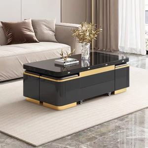 Multi-Functional Lift-Top Coffee <strong>Table</strong>, <strong>Adjustable</strong> <strong>Height</strong> with Wheels and Storage Stools - Product Image 2