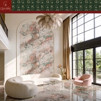 Dalle de marbre rose et vert GOLDKING naturelle quatre saisons pour mur, îlot de cuisine, baignoire, sol, meuble-lavabo, comptoir de bar, décoration intérieure