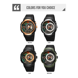 Reloj mecánico futurista para hombre, esqueleto redondo, resistente al agua 30M, reloj de pulsera de cuarzo con correa de silicona - Product Image 3