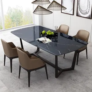 Mesa de jantar estilo nórdico, mesa de jantar de madeira sólida retangular e moderna para cadeiras, 6 pessoas