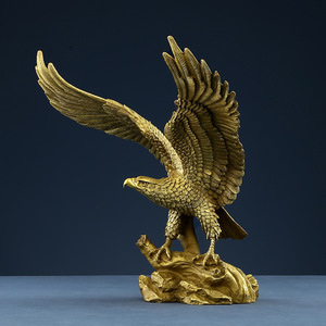 Adorno de Águila de Latón con Alas Extendidas, Cobre Amarillo, Arte Tradicional, Decoración para el Hogar, Oficina, Escritorio, Regalo Empresarial - Product Image 3