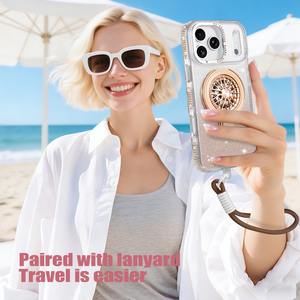 Nouvelle coque de téléphone transparente incrustée de diamants avec support gyroscopique rotatif à 360° pour iPhone 17 Pro Max 16 15 14 13 - Product Image 5