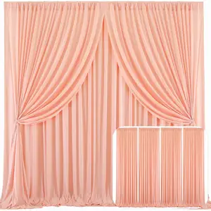 Peach Backdrop Curtain for Parties Baby Shower Wrinkle Free Peach Photo Curtains Backdrop Drapes Fabric Decoration for Wedding B