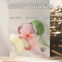 Ruban en Organza et Mousseline de Soie 40mm, Bobine de Polyester Transparent 4cm pour Emballage Cadeau Halloween, Décoration de Gâteaux et Bouquets Floraux, Écologique