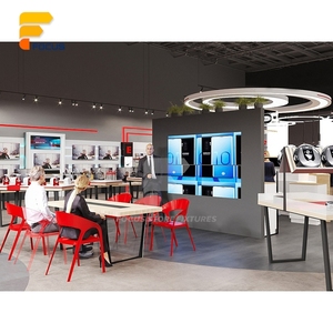 Comptoir de présentation en verre pour magasin de téléphonie mobile, format îlot compact, avec éclairage intelligent et armoire de rangement pour câbles de charge - Product Image 5