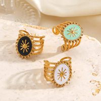 Cincin Enamel Gaya Retro Eropa dan Amerika, Cincin Hip Hop Personal, Cincin Oval Terbuka Trendi untuk Wanita