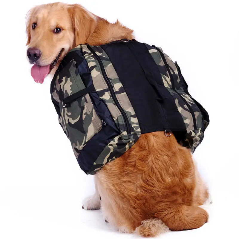 Mochila ajustável para cães de tamanho médio e grande, mochila de cavalo para caminhadas e viagens, com 2 bolsos laterais