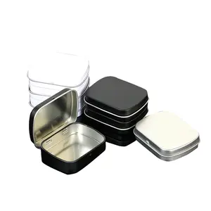 Metal packaging Jar Rectangle Tinplate Acne Needle Beauty packaging box Sliver Gold Tongue Scraper Tool Metal tin box with Hinge