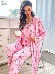 P213 Hot 3 Sets Short Sleeved Dress Breathable Knitted Elastic Waist College Wear Winter Autumn Sweet <b>Pajamas</b> Front - Product Image 4