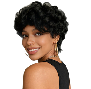 Perruque Coolhair Courte Bouclée Style Afro, Petites Boucles et Couvre-Chef en Fibre Synthétique Tendance - Product Image 1