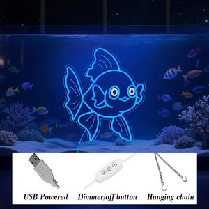 Enseignes au néon pour décoration murale, enseignes LED en forme de <span class=keywords><strong>poisson</strong></span> <span class=keywords><strong>rouge</strong></span> bleu porte-bonheur pour décoration murale, décoration de chambre à thème océanique, cadeaux de Noël - Product Image 4