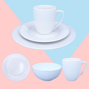 De nuevo la vajilla de porcelana 16 pcs en relieve blanco juegos de cena juego de vajilla de cerámica de cena de conjuntos platos <span class=keywords><strong>loza</strong></span> vajilla - Product Image 4