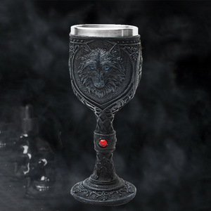 Copa de resina Medieval personalizada MAA32 3D cabeza de Lobo negro taza de resina películas SERIE DE TV mismo estilo <span class=keywords><strong>whisky</strong></span> copa de vino - Product Image 4