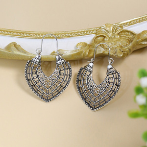 Pendientes Colgantes Bohemia para Mujer, Diseño de Hoja y Flor en Plata Antigua, Joyería de Fiesta, Aleación, Forma de U, Pendientes de Moda - Product Image 4