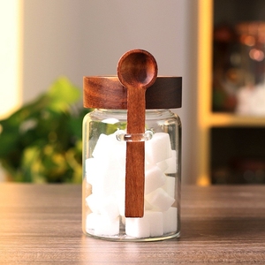 Frasco de Vidrio Sellado para Cereales, Granos de Café y Avena, con Cuchara, Tapa de Madera de Acacia, Frasco de Almacenamiento de Especias - Product Image 6
