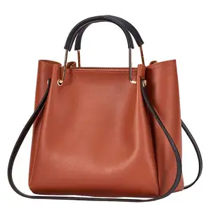New 2023 Large Capacity Solid Color Printed Women's Bag Wooden Bead Bucket Fashion Pu High-grade Sense One Shoulder bag