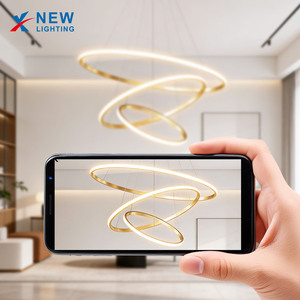 Lustre moderne <span class=keywords><strong>à</strong></span> LED en or, trois anneaux ronds, pour salon, <span class=keywords><strong>salle</strong></span> <span class=keywords><strong>à</strong></span> <span class=keywords><strong>manger</strong></span>, chambre, îlot <span class=keywords><strong>de</strong></span> cuisine, hôtel, villa, <span class=keywords><strong>luminaire</strong></span> <span class=keywords><strong>de</strong></span> plafond - Product Image 4