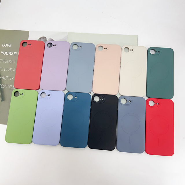 Pure Color Silicon Skin Matte TPU Soft Bumper Magnetic Cover Case for iPhone 16E SE4