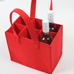 Bolsa de vino reciclada, bolsa de vino de tela de fieltro, diseño personalizado resistente, reutilizable, dividido, 4 /6 botellas - Product Image 5