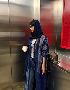 Hafizah Blauwe Open Abaya Chinese Knoop Kwast Detail Dubai Moslima Vrouwen Casual Losse Bescheiden Lange <span class=keywords><strong>Cardigan</strong></span> Met Hijab Groothandel - Product Image 5