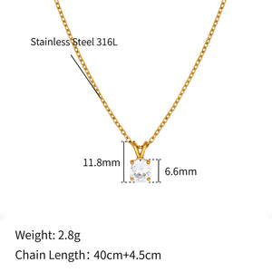 <span class=keywords><strong>Chris</strong></span> april Acier Inoxydable 316L Or Solitaire Zircon Collier Femme Haute Qualité - Product Image 4