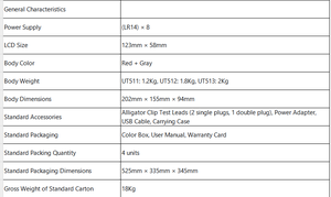 UNI-T UT512 เครื่องทดสอบสายดินแบบดิจิตอล ปรับช่วงได้เอง แสดงสถานะแบตเตอรี่ต่ำ จอแสดงผลเต็มรูปแบบ อุปกรณ์ทดสอบแบบแมนนวล - Product Image 6