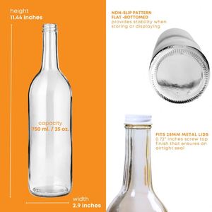 Botellas de PET Transparentes de 750 ml (25 oz) con Forma de Vino, Ecológicas, de Gran Capacidad, con Tapa de Rosca y Certificación CE, para Whisky - Product Image 3