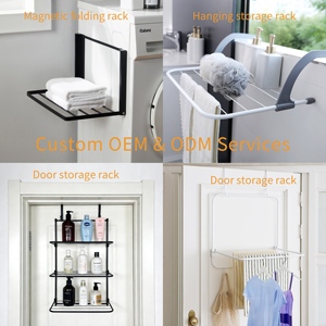 Porte-serviettes mural multifonctionnel sans perçage, étanche, en métal, pour salle de bain - Product Image 3