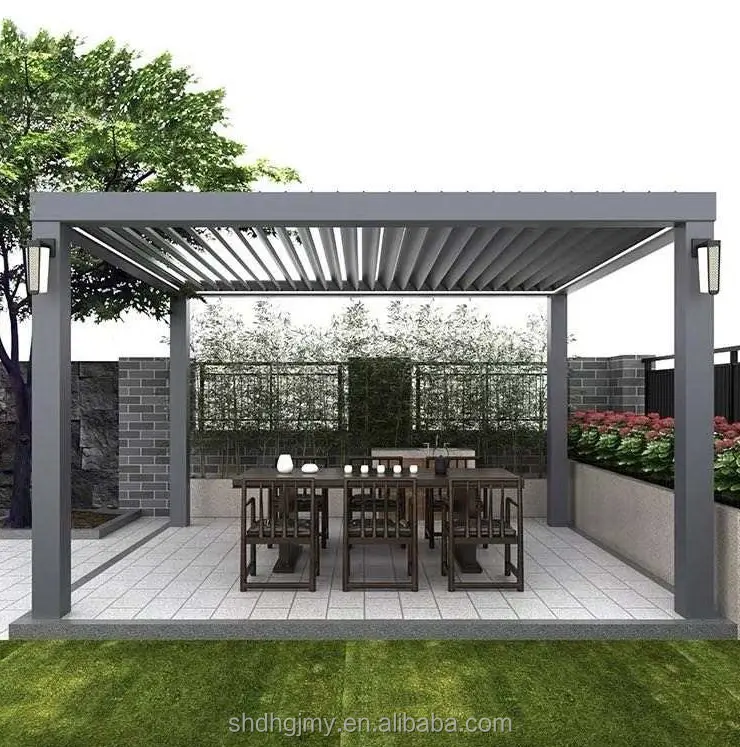Современный Открытый китайский павильон Электрический алюминиевый сплав жалюзи тент для двора садовой виллы новый дизайн в современном стиле