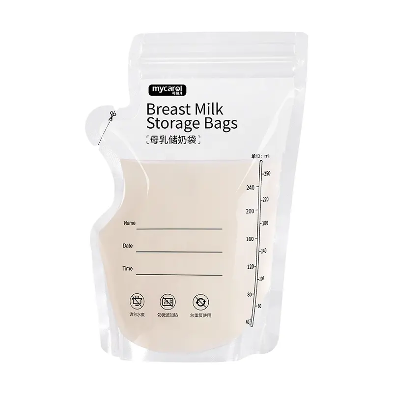 Food Grade Double Layout Self Stand Medical Baby Breast Milk Storage Bag