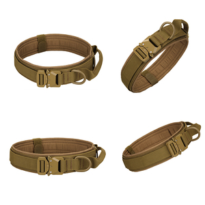 Pelindung Plus gesper logam tugas berat dapat diatur kerah nilon dengan pegangan kontrol taktis kerah anjing perlengkapan berburu lainnya - Product Image 2